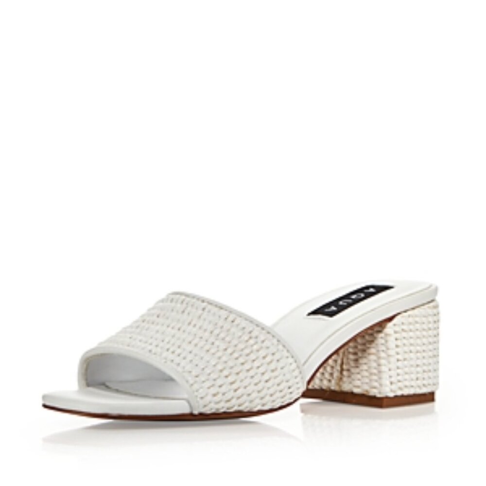 AQUA Women's Suri Slip On High Heel Slide Sandals Size 10M In White Raffia